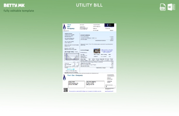 модерен стил УСД Шаблон збор за сметки за комунални услуги на вашата компанија з